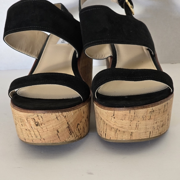 Steve Madden Caytln Black Suede Wedge Platform Sandals Size 9.5 - Picture 8 of 11